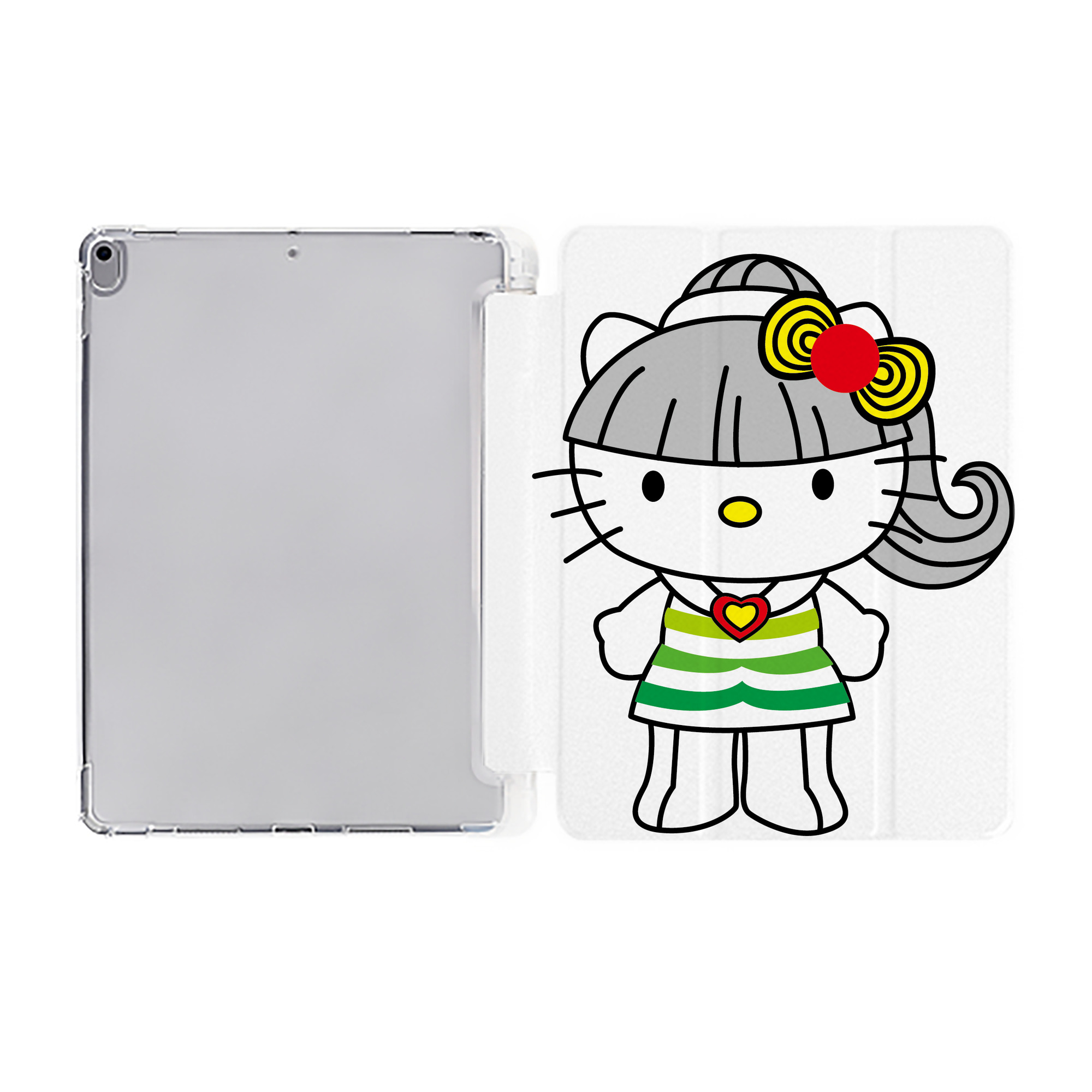 （画像用） Hello Kitty ハローキティ IPad ケース ペン収納付き 三つ折りスタンド PUレザー×シリコン 対応機種9.5/10.5/10.9インチ